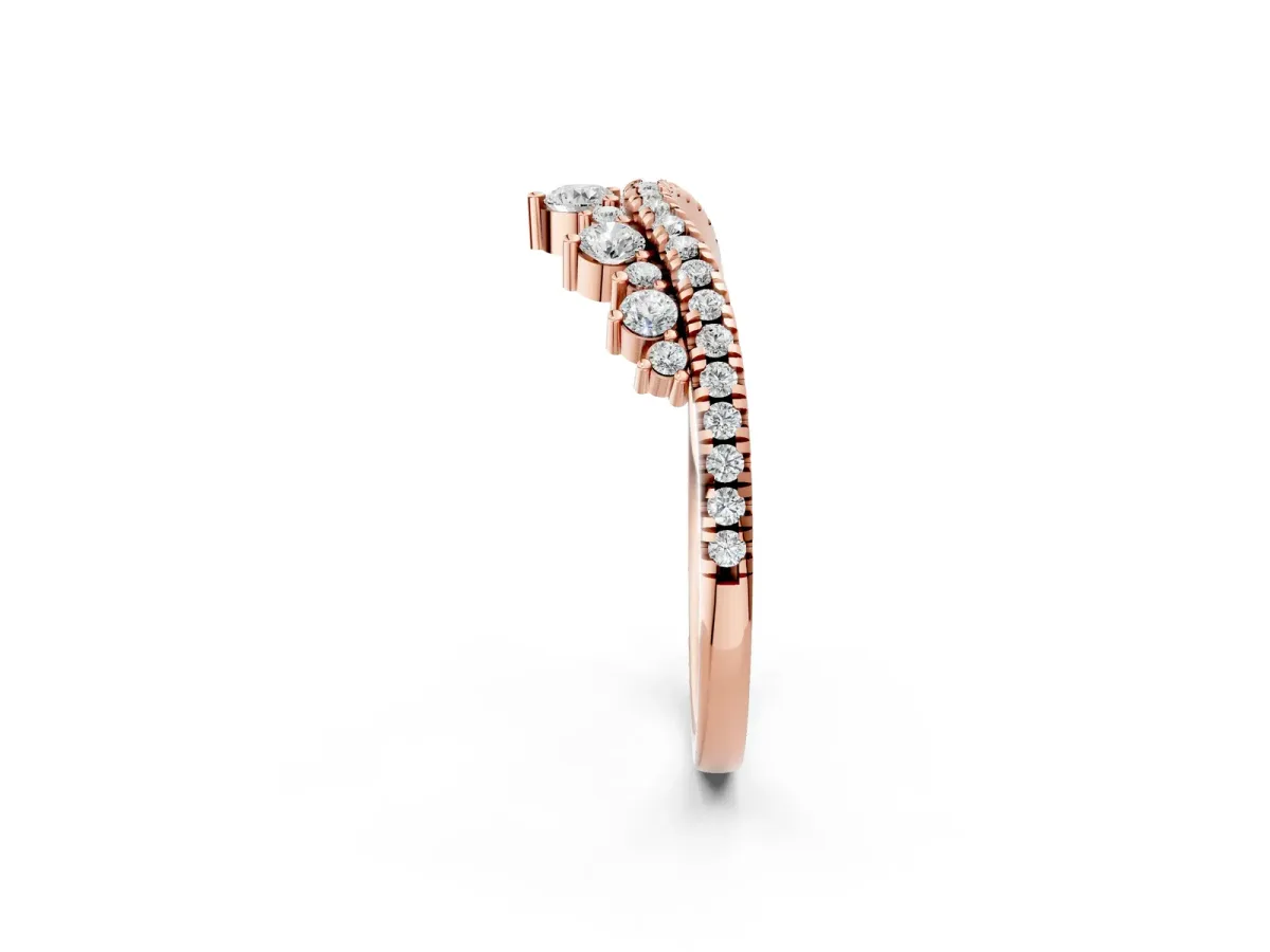 Round Diamond Pavé Contour Band with Prong Setting Rose gold
