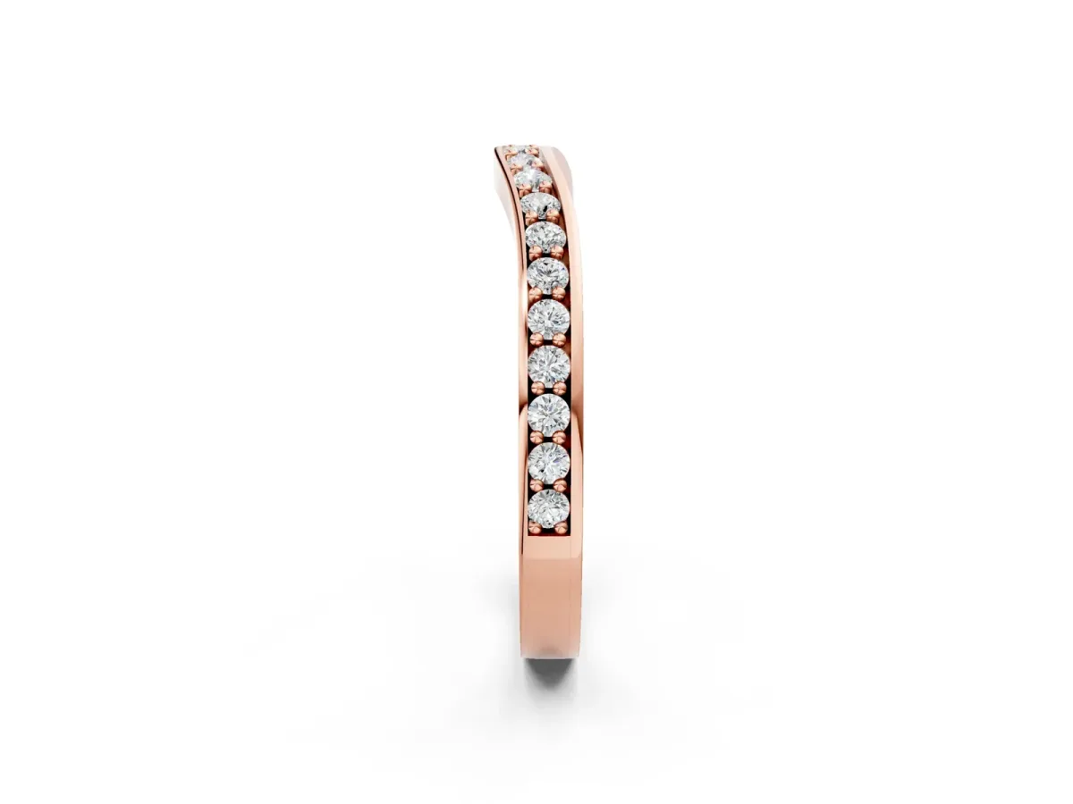 Diamond Pavé Round Cut Curved Band with Channel Setting Rose gold