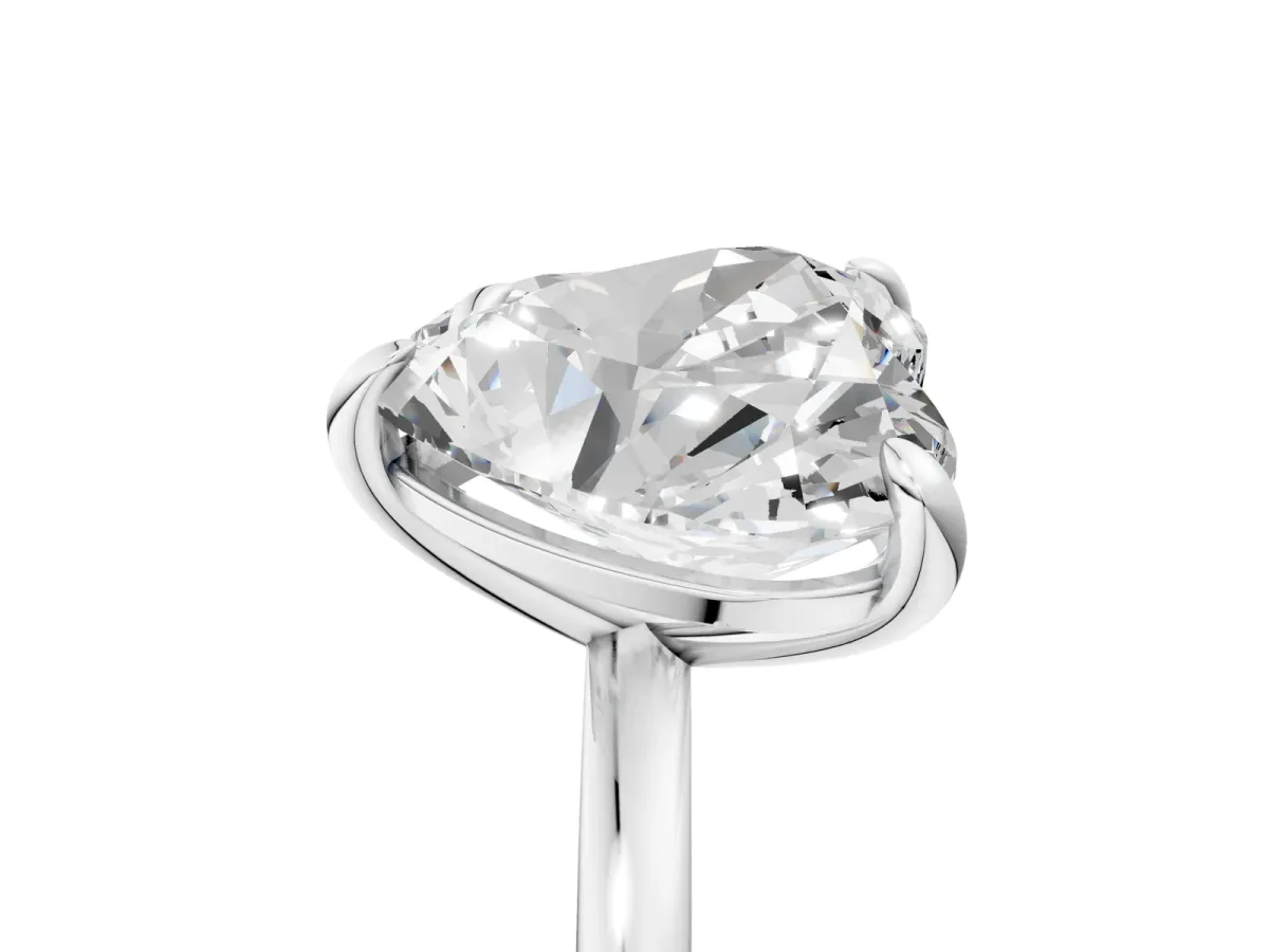 Oval and Heart Toi Moi Ring with Prong Setting and Plain Band Platinum