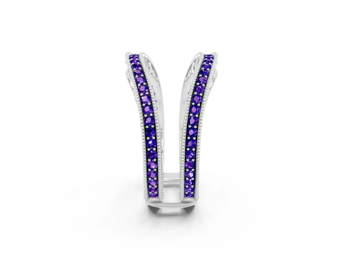 Round Tanzanite Milgrain Eternity Band with Channel Setting Silver