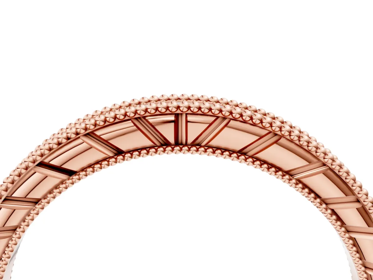Round Cut Diamond Milgrain Eternity Band with Channel Setting Rose gold