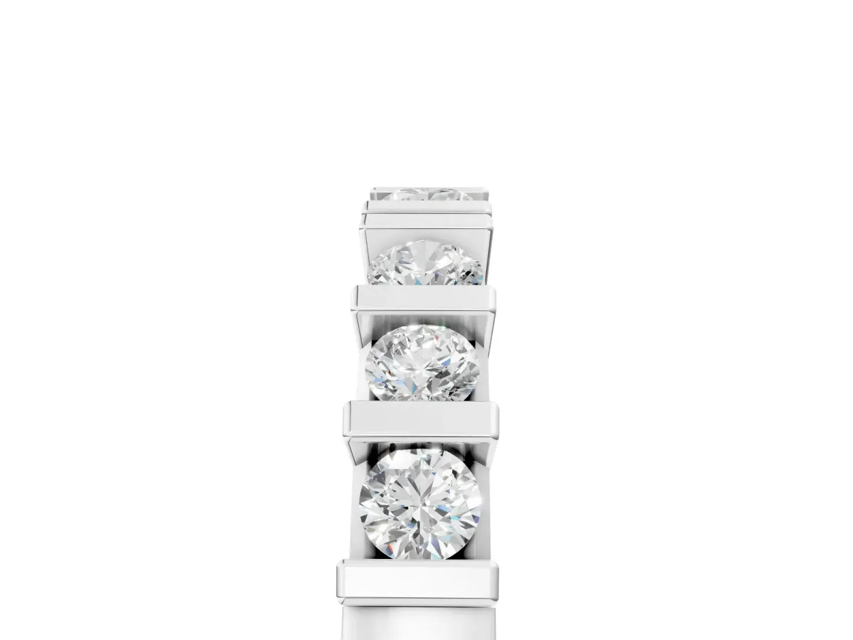 Round Channel Set Diamond Half Eternity Band Platinum