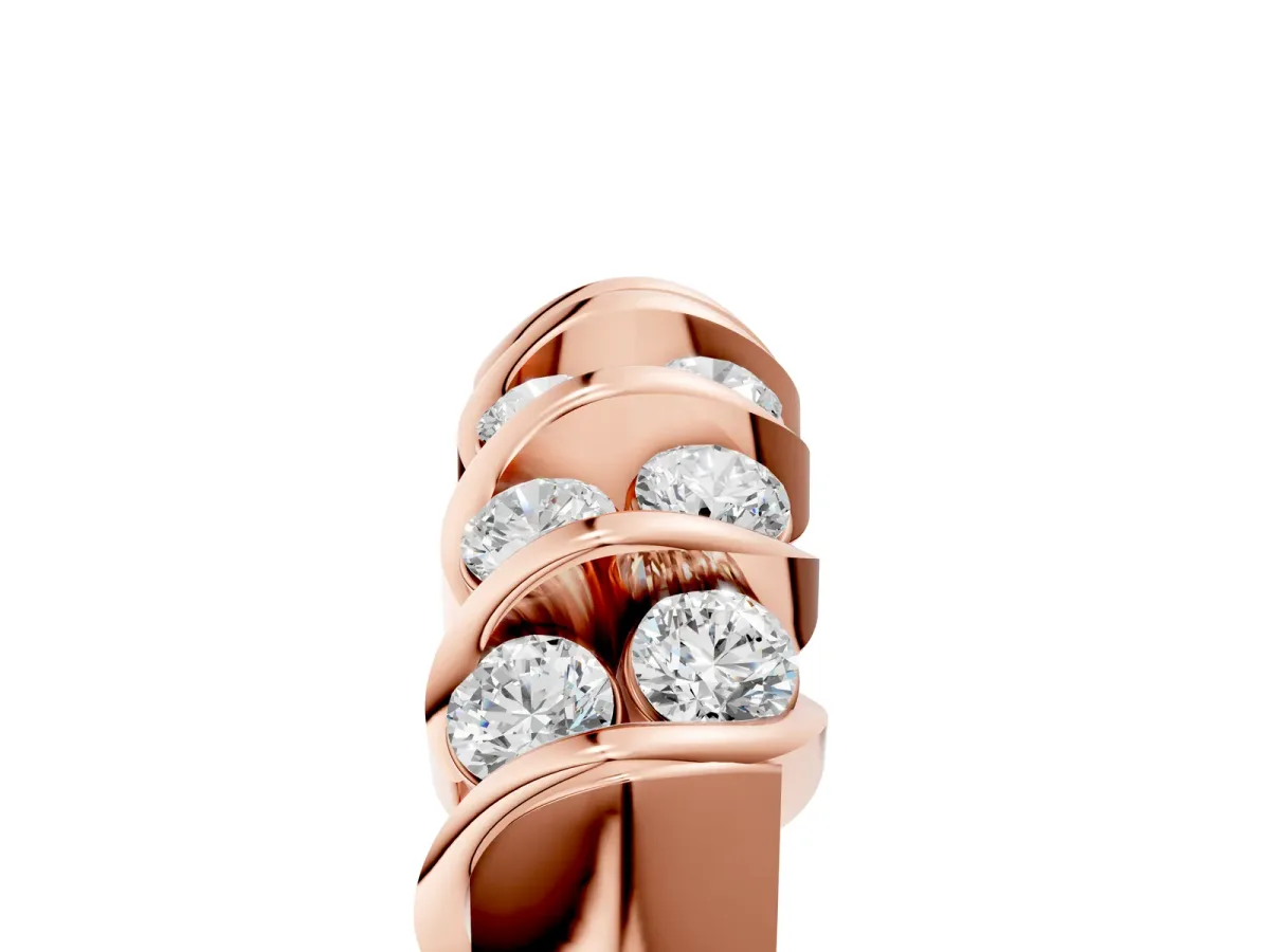 Channel Set Round Diamond Multi-Row Band Rose gold
