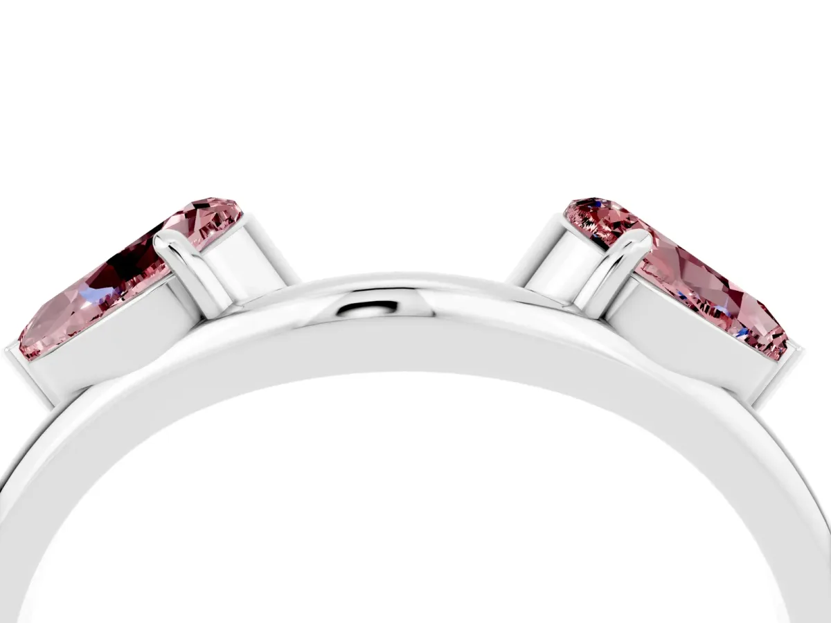 Two-Stone Pear Morganite Bypass Ring with Prong Setting Silver