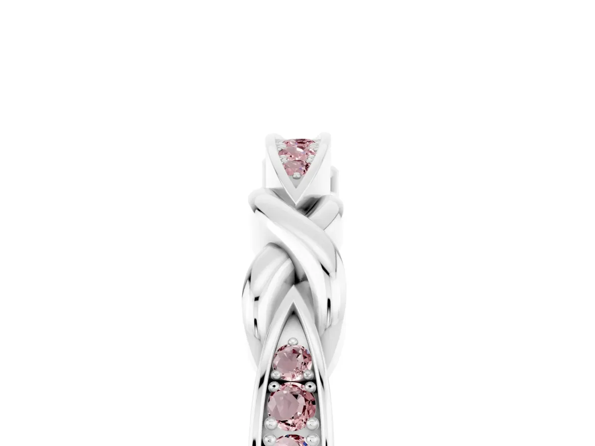 Twisted Marquise Morganite Pavé Band with Shared Prong Setting Platinum