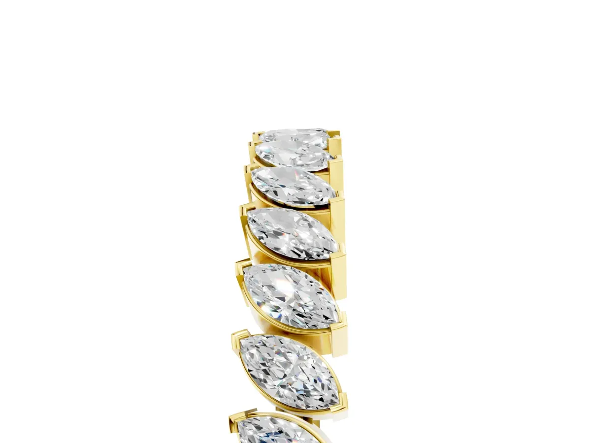 Marquise Diamond Half-Eternity Band with Shared Prong Setting Yellow gold