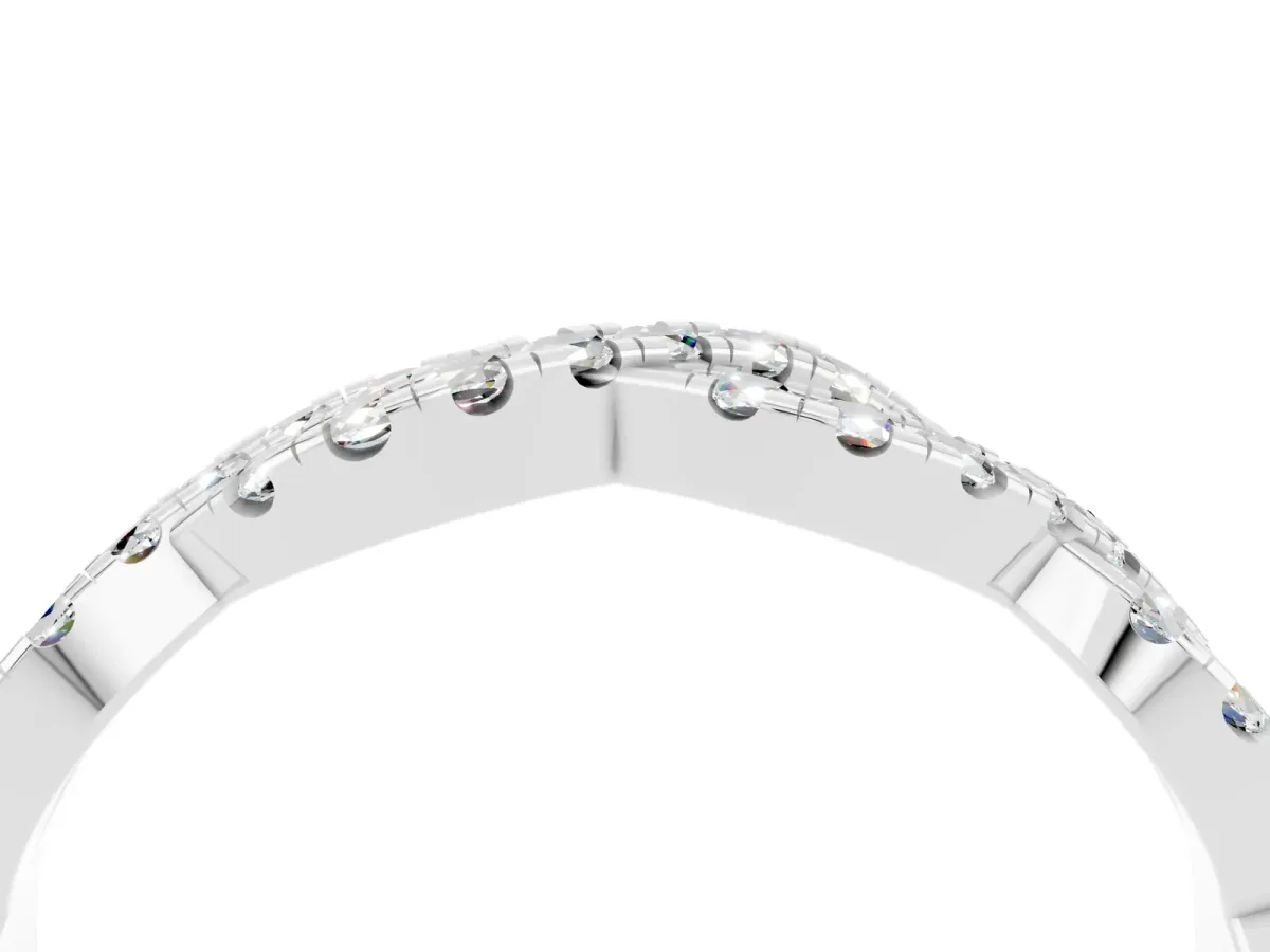 Round Moissanite Twisted Eternity Band with Pavé and Shared Prong Setting White gold