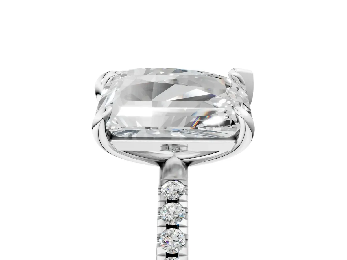 Pear and Emerald Toi Moi Ring with Prong Setting and Micro Pave Band Silver