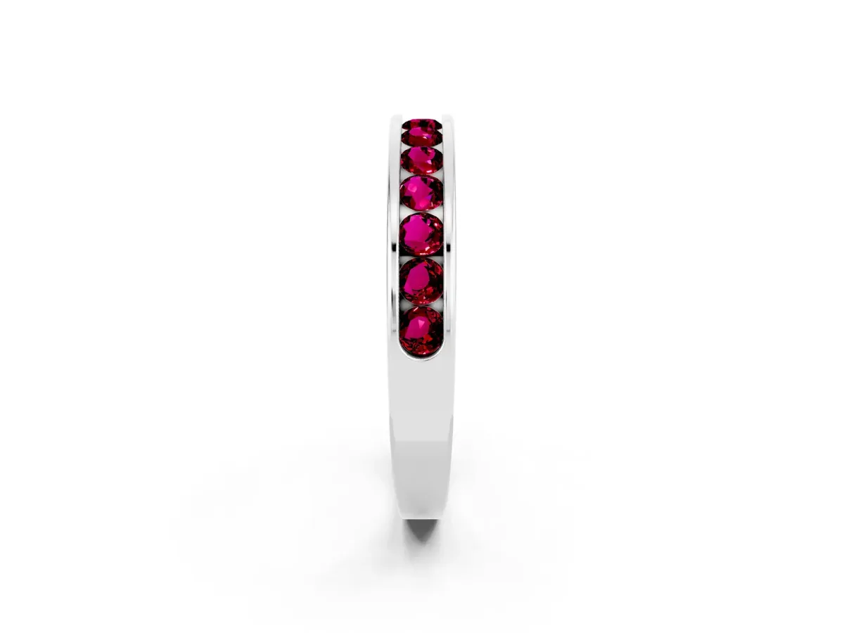 Channel Set Round Garnet Eternity Band Platinum