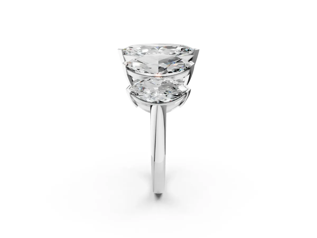 Five-Stone Marquise Diamond Prong Set White Gold Band Silver