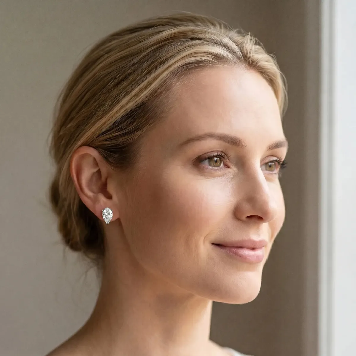 Pear Cut Diamond Stud Earrings Platinum