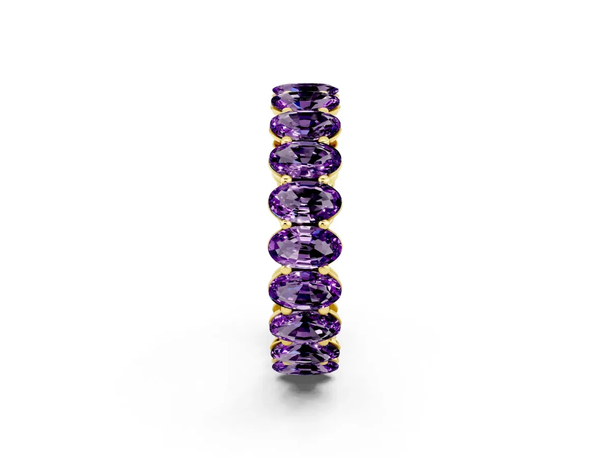 Oval Cut Amethyst Eternity Band with Shared Prong Setting Yellow gold