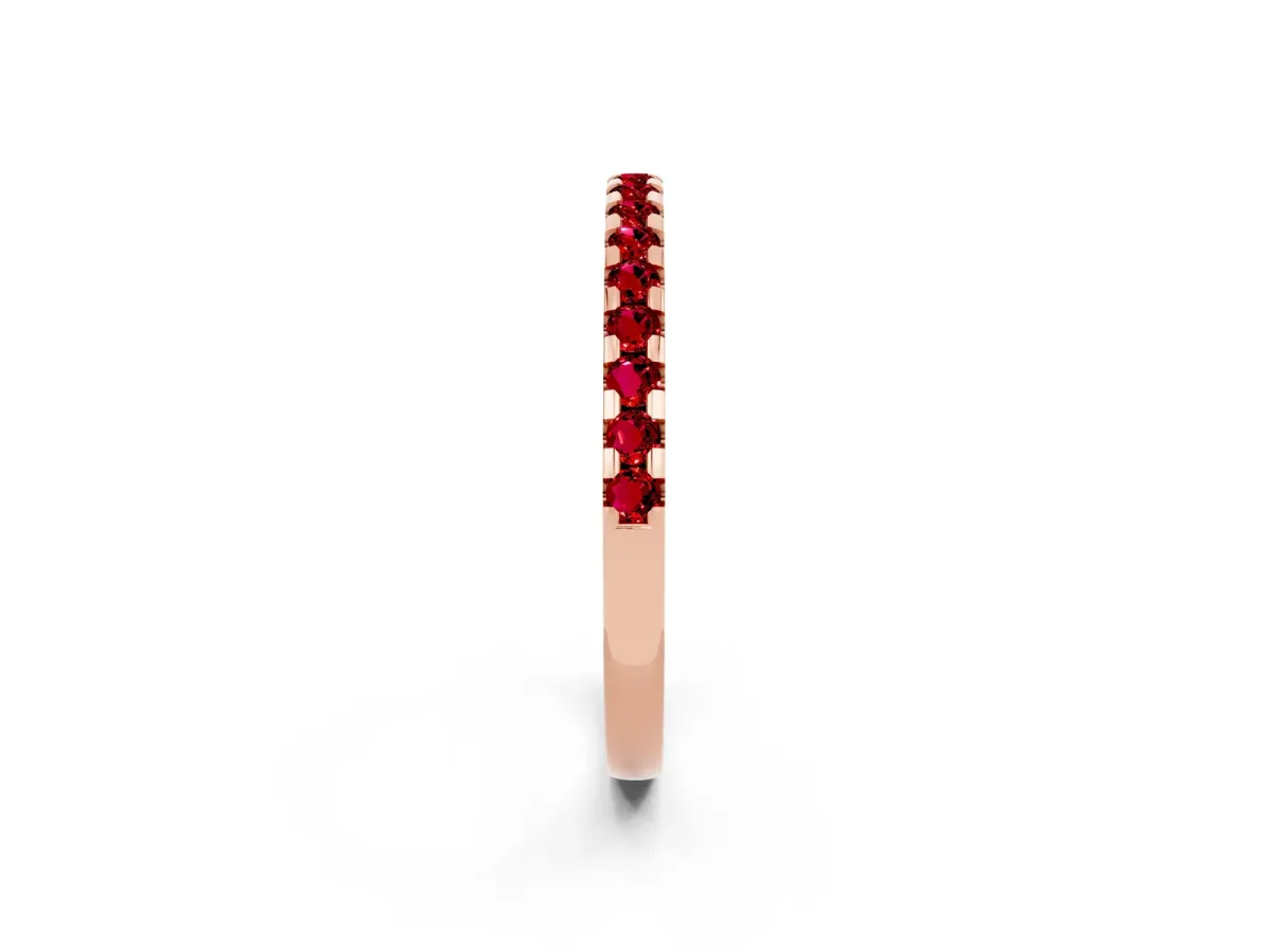 Round Ruby Pavé Set Eternity Band with Micro Prong Setting Rose gold