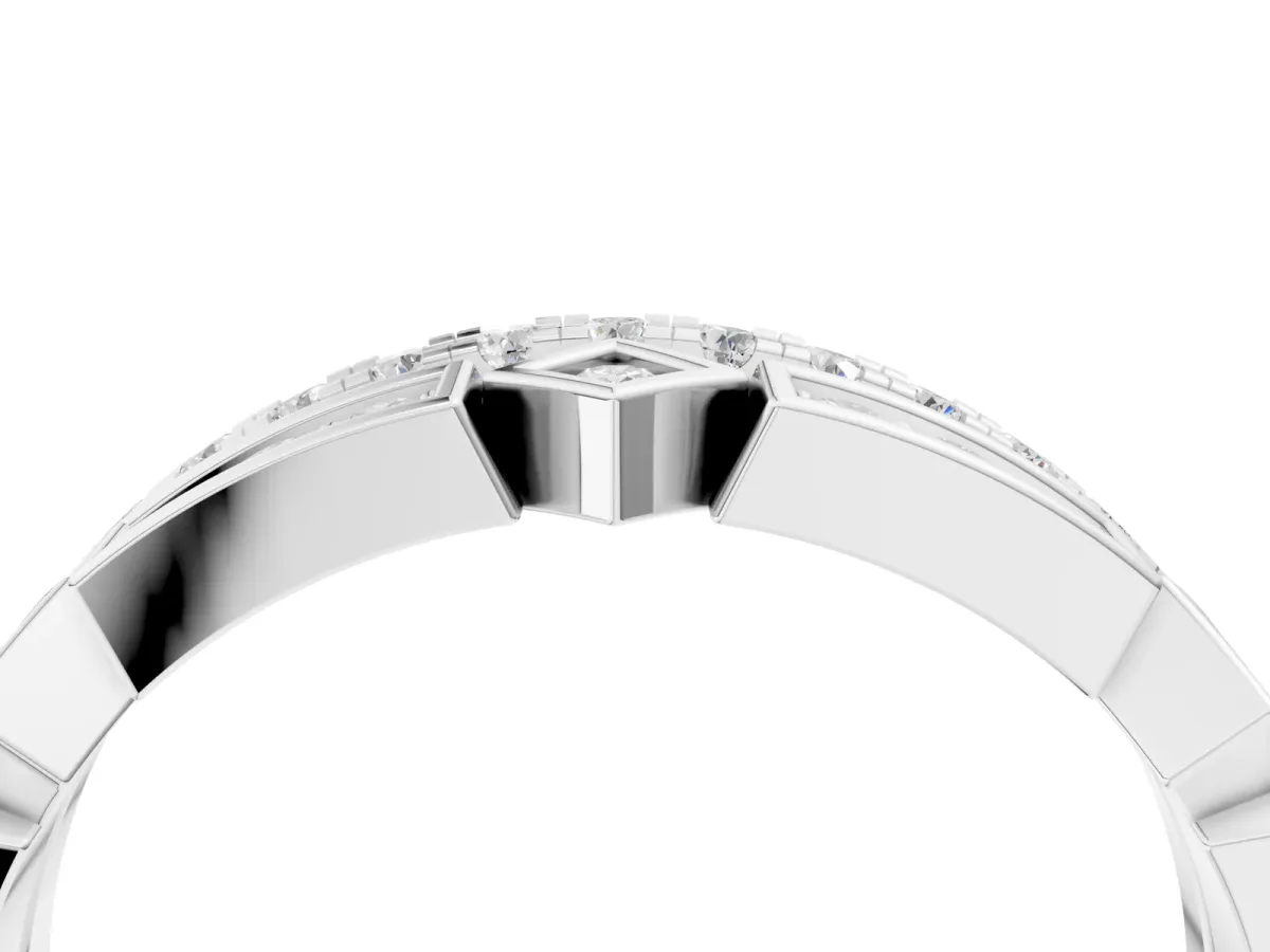 Pavé Round Diamond Channel Set Dual Band with Prong Setting Platinum