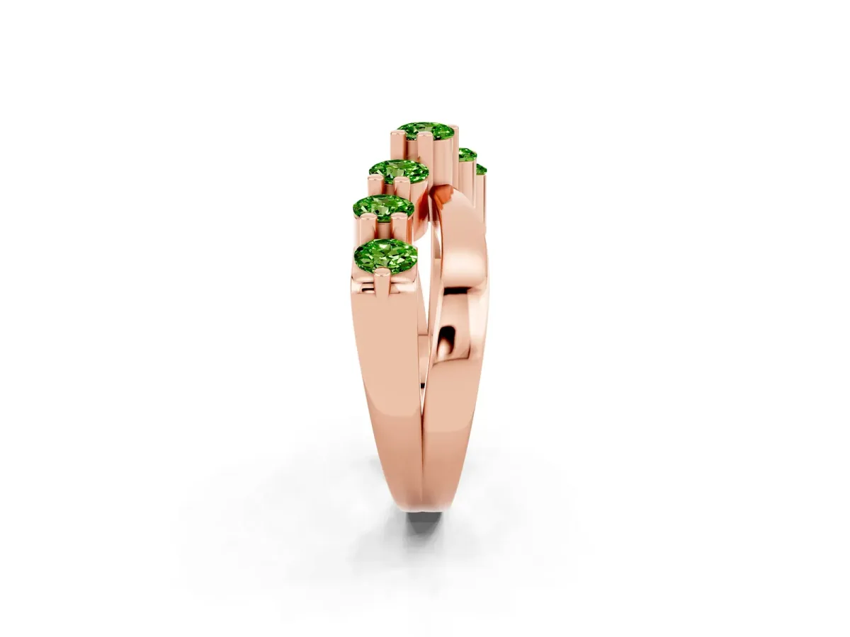 Round Peridot Prong-Set Crossover Band Rose gold