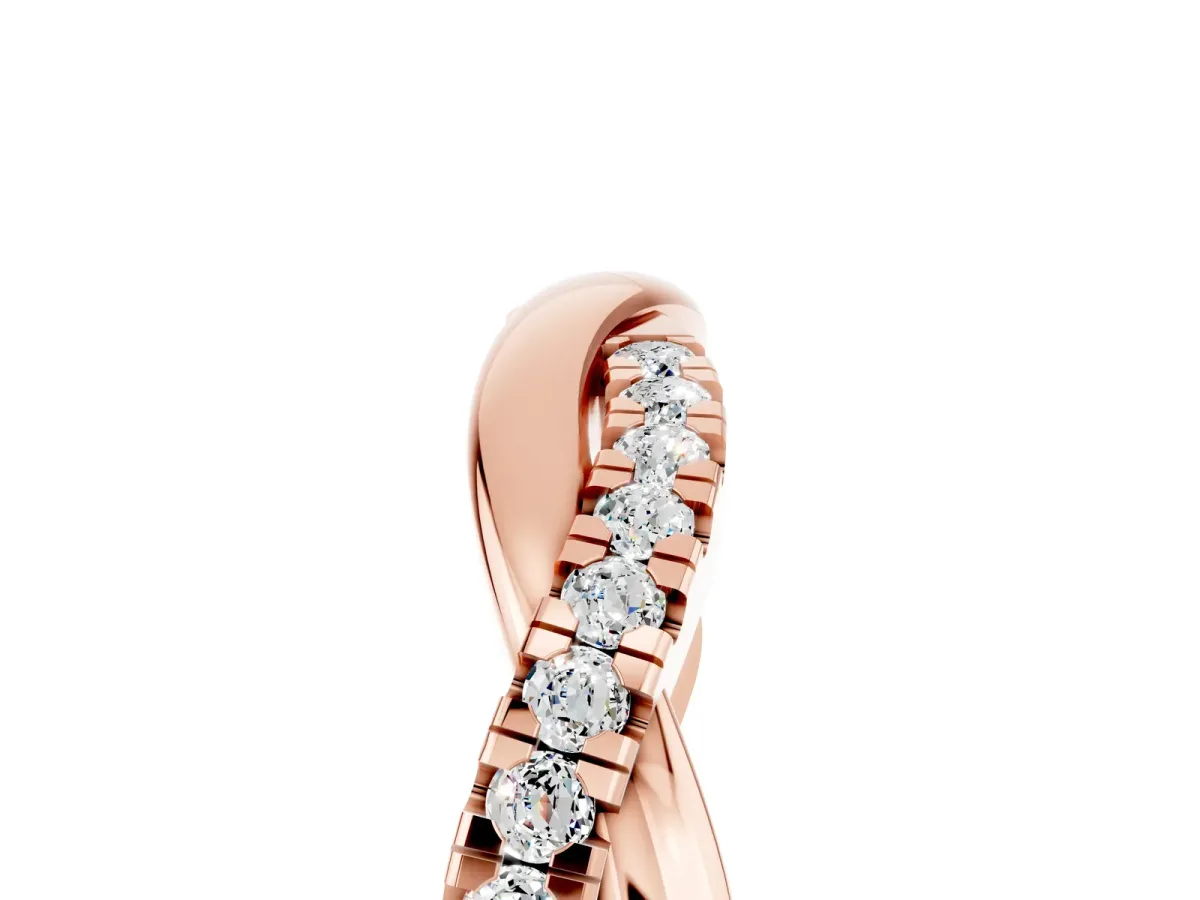 Round Moissanite Twisted Infinity Band with Prong Setting Rose gold