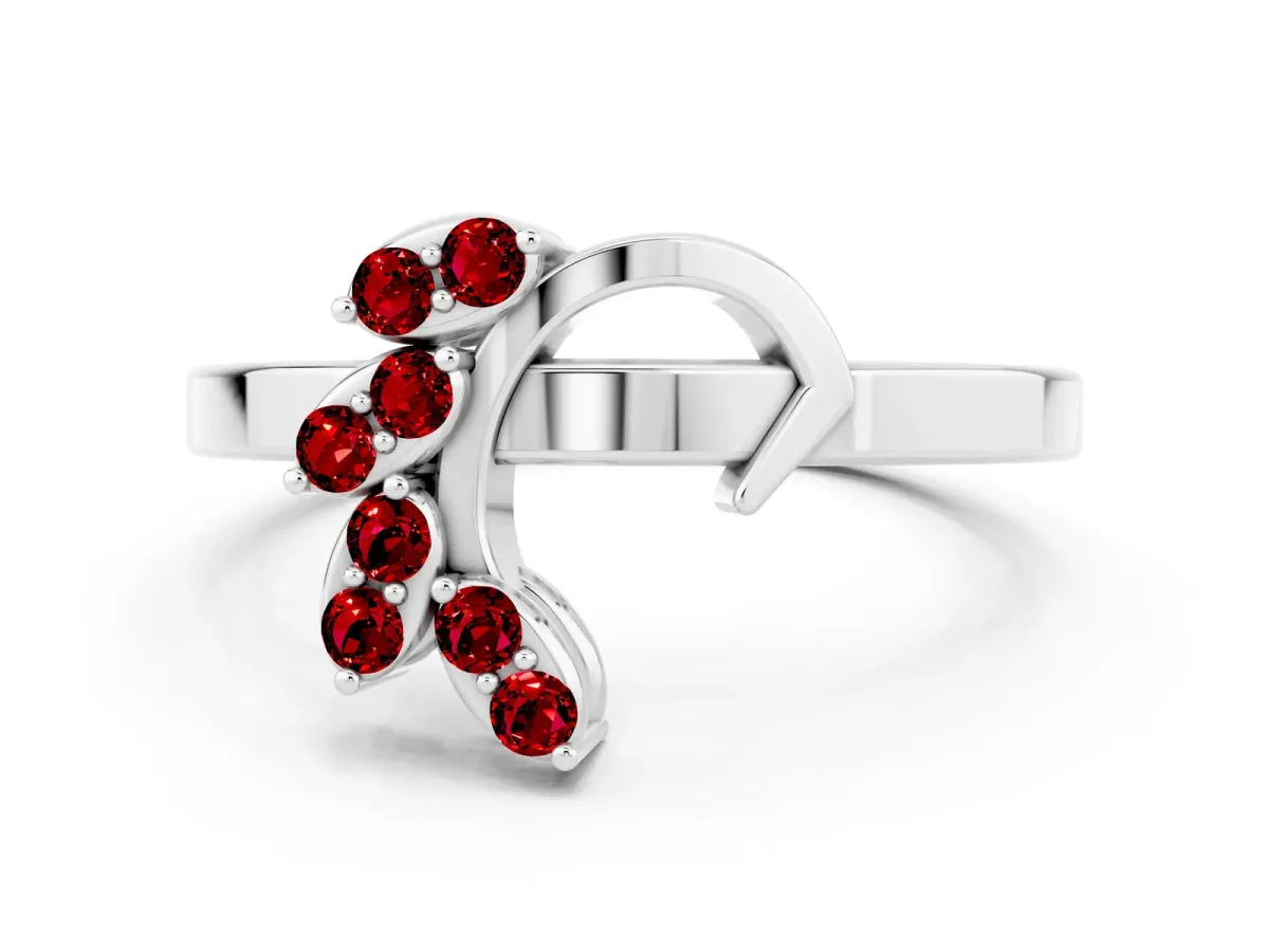 Marquise Ruby Cluster Bypass Ring with Prong Setting Platinum