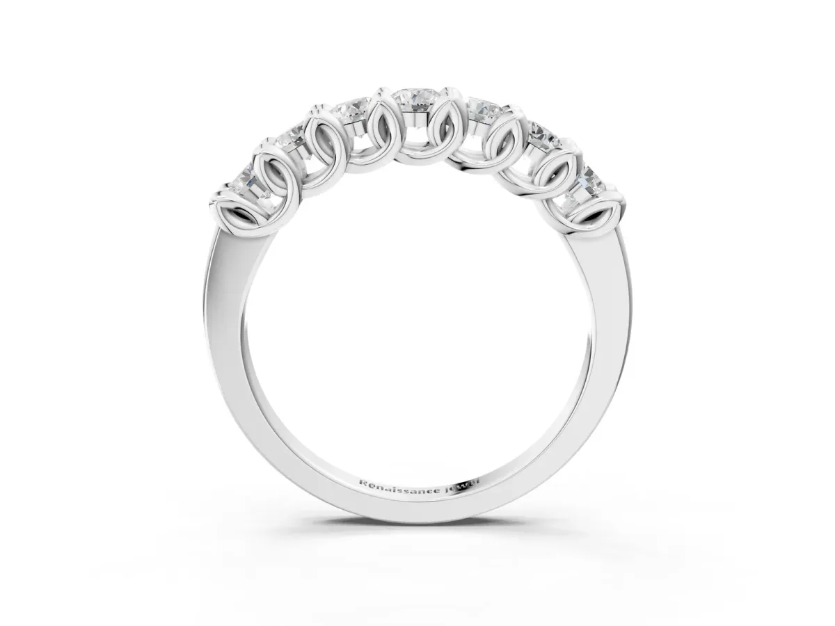 Round Diamond Prong-Set Half Eternity Band Platinum