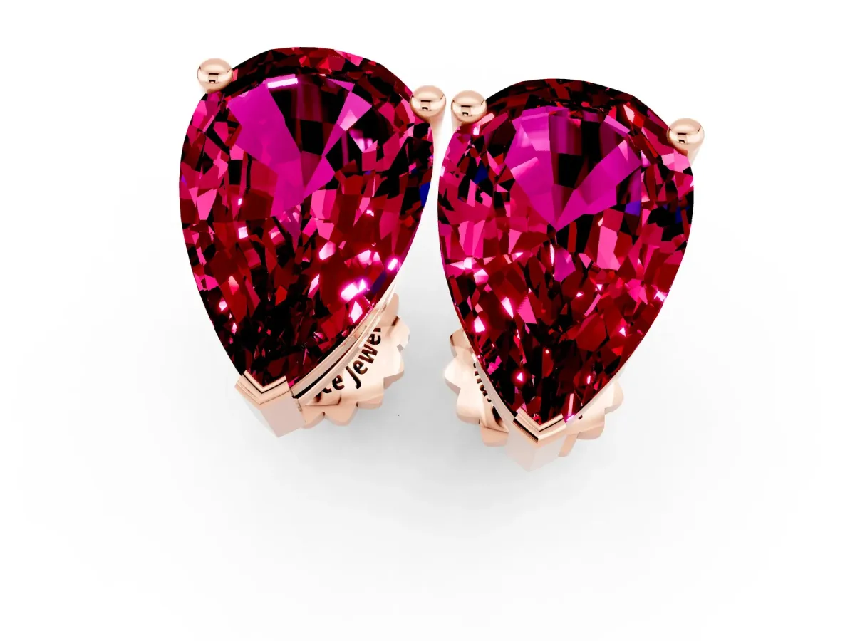 Pear Cut Garnet Stud Earrings Rose gold