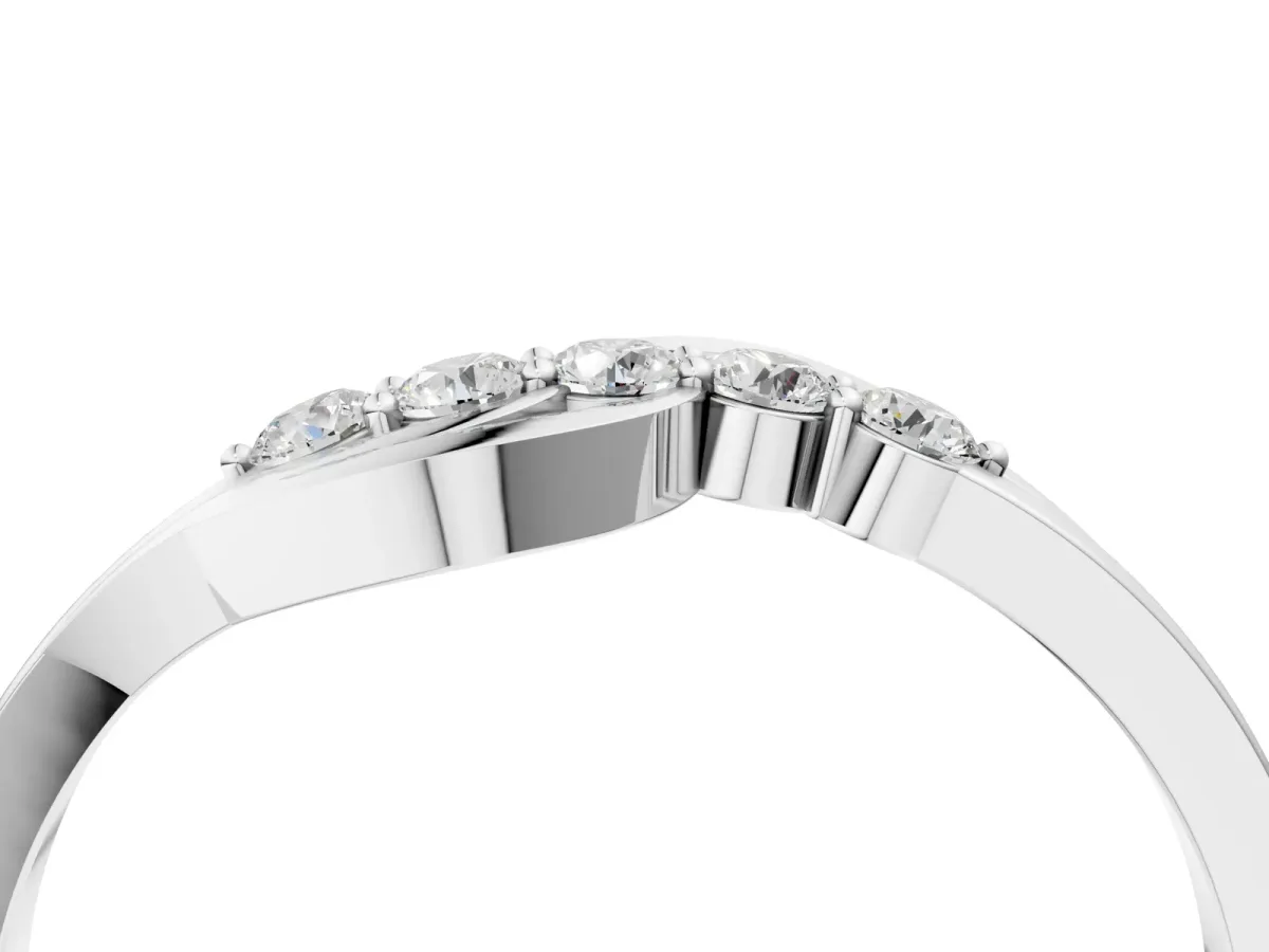 Five-Stone Round Diamond Crossover Band with Prong Setting Silver