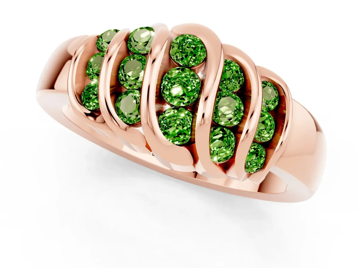 Round Peridot Multi-Row Crossover Band Rose gold