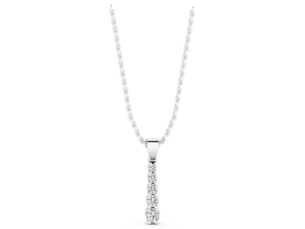 Round Diamond Vertical Pendant with Prong Setting White gold