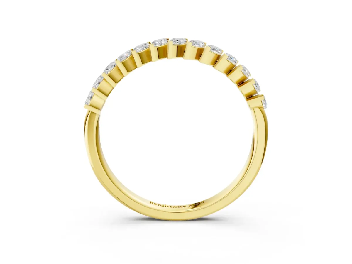 Marquise Diamond Half-Eternity Band with Shared Prong Setting Yellow gold