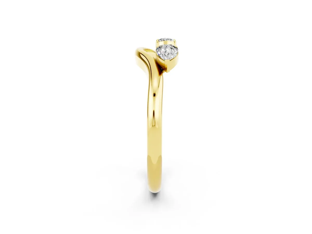 Pear Cut Moissanite Two-Stone Open Band Ring with Prong Setting Yellow gold