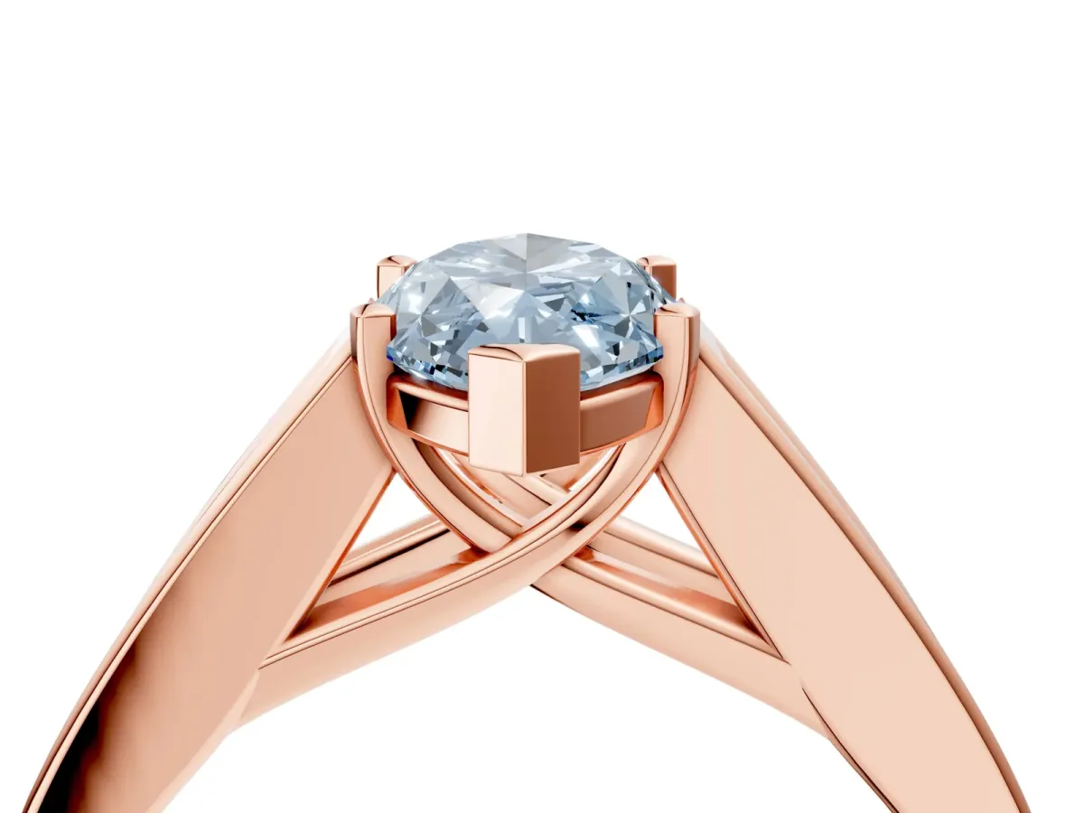 Fancy Blue Marquise Cut Cut Channel Set Solitaire Ring with Four-Prong Setting Rose gold