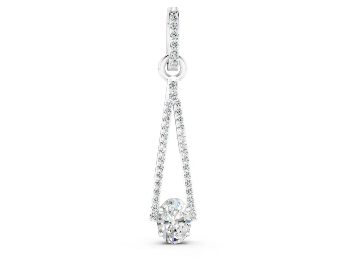 Round Diamond V-Prong Pavé Pendant Silver