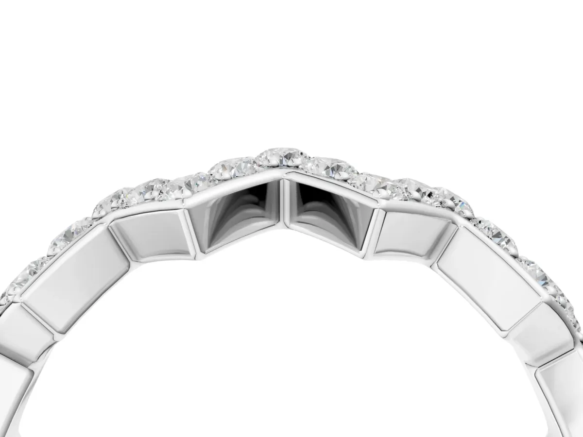 Zigzag Diamond Pave Round Eternity Band with Prong Setting White gold