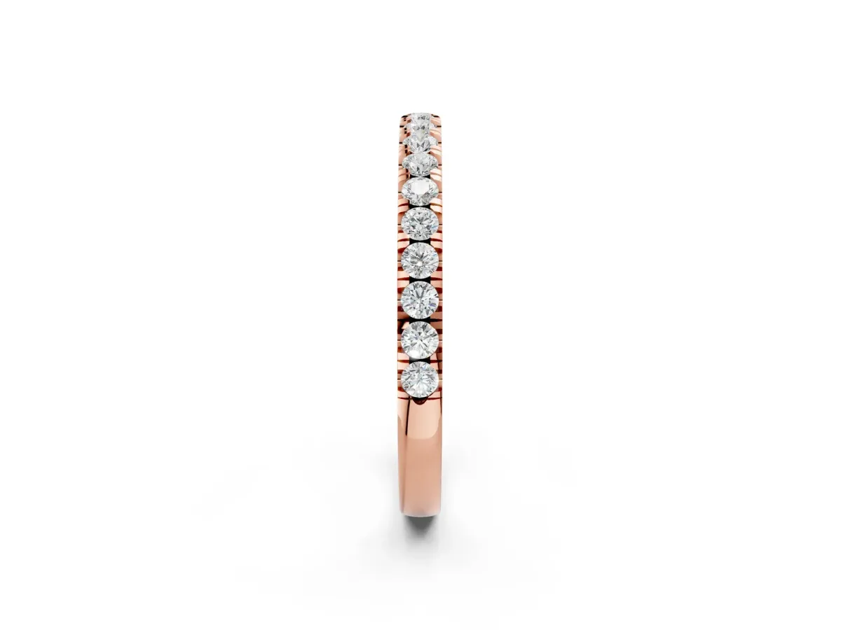 Round Diamond Classic Half Eternity Band with Shared Prong Setting Rose gold