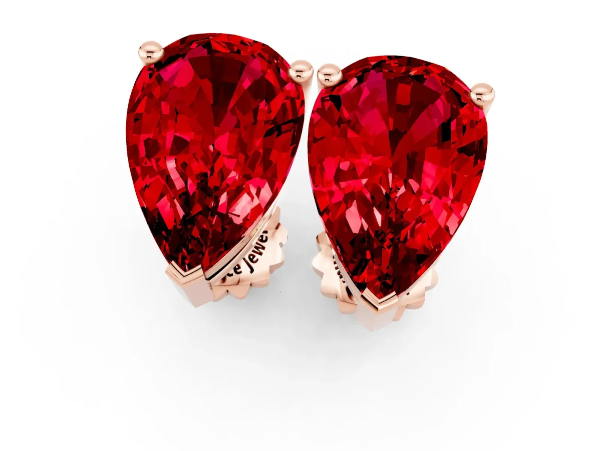 Pear Cut Ruby Stud Earrings Rose gold