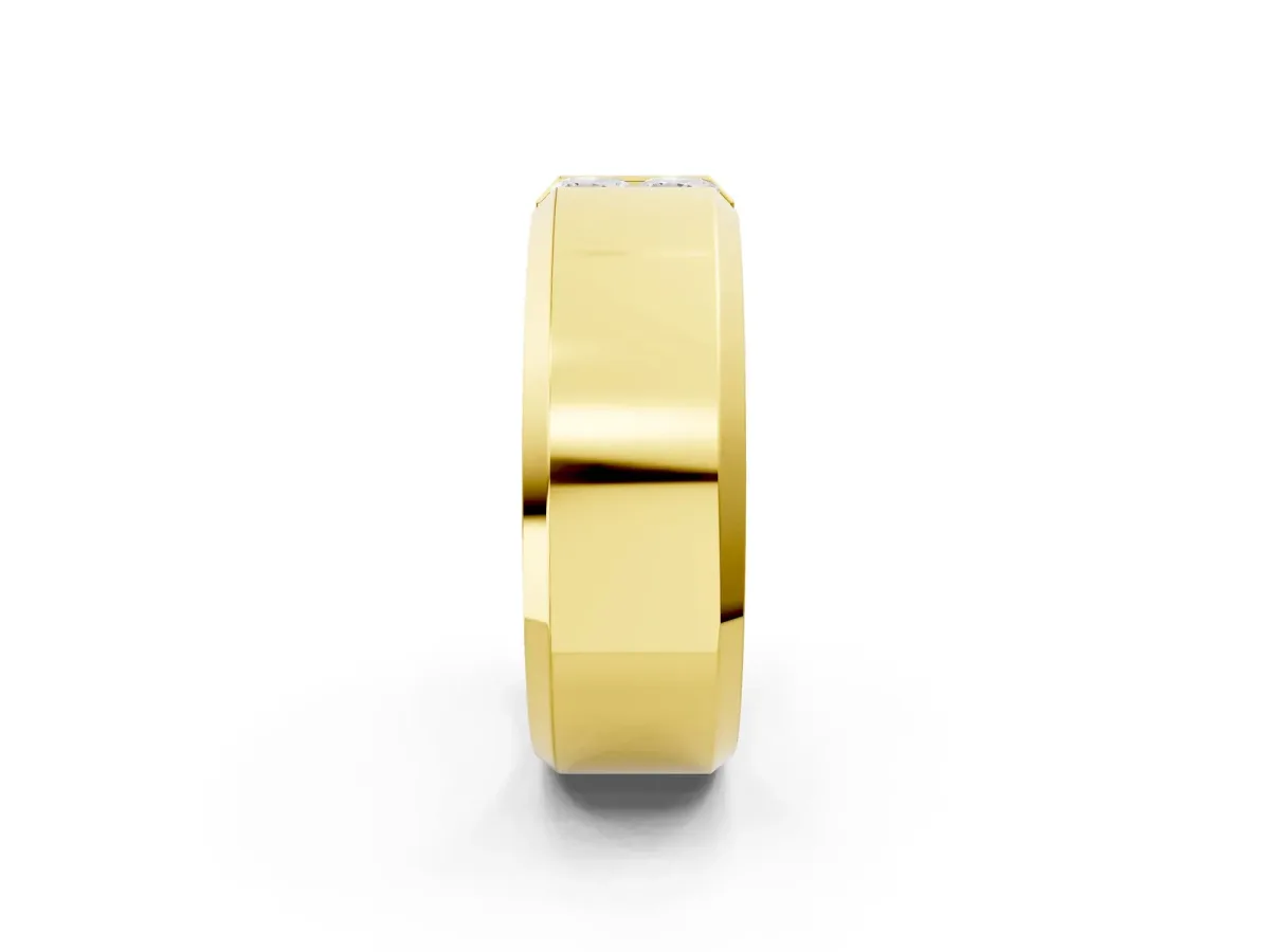 Princess Diamond Two-Stone Mens Band Yellow gold