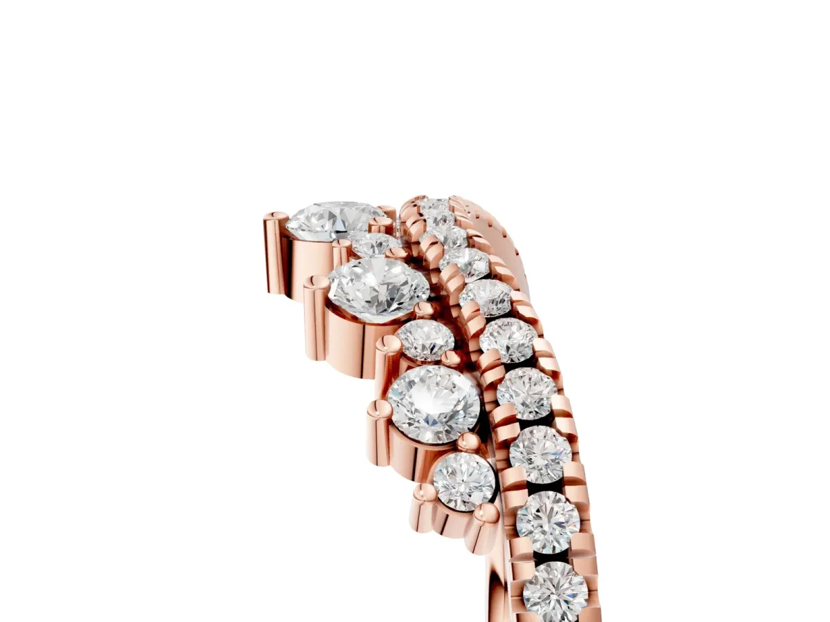 Round Diamond Pavé Contour Band with Prong Setting Rose gold