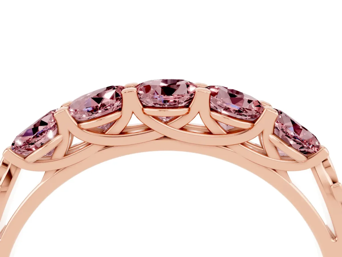 Five-Stone Round Morganite Prong-Set Band Rose gold