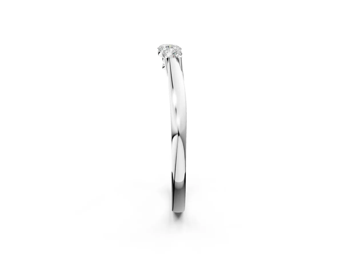 Three-Stone Round Diamond Tension Set Solitaire Band with Prong Setting White gold