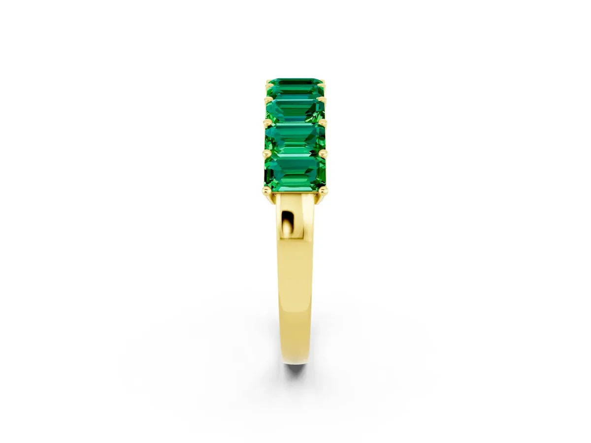 Emerald Cut Emerald Prong-Set Eternity Band Yellow gold