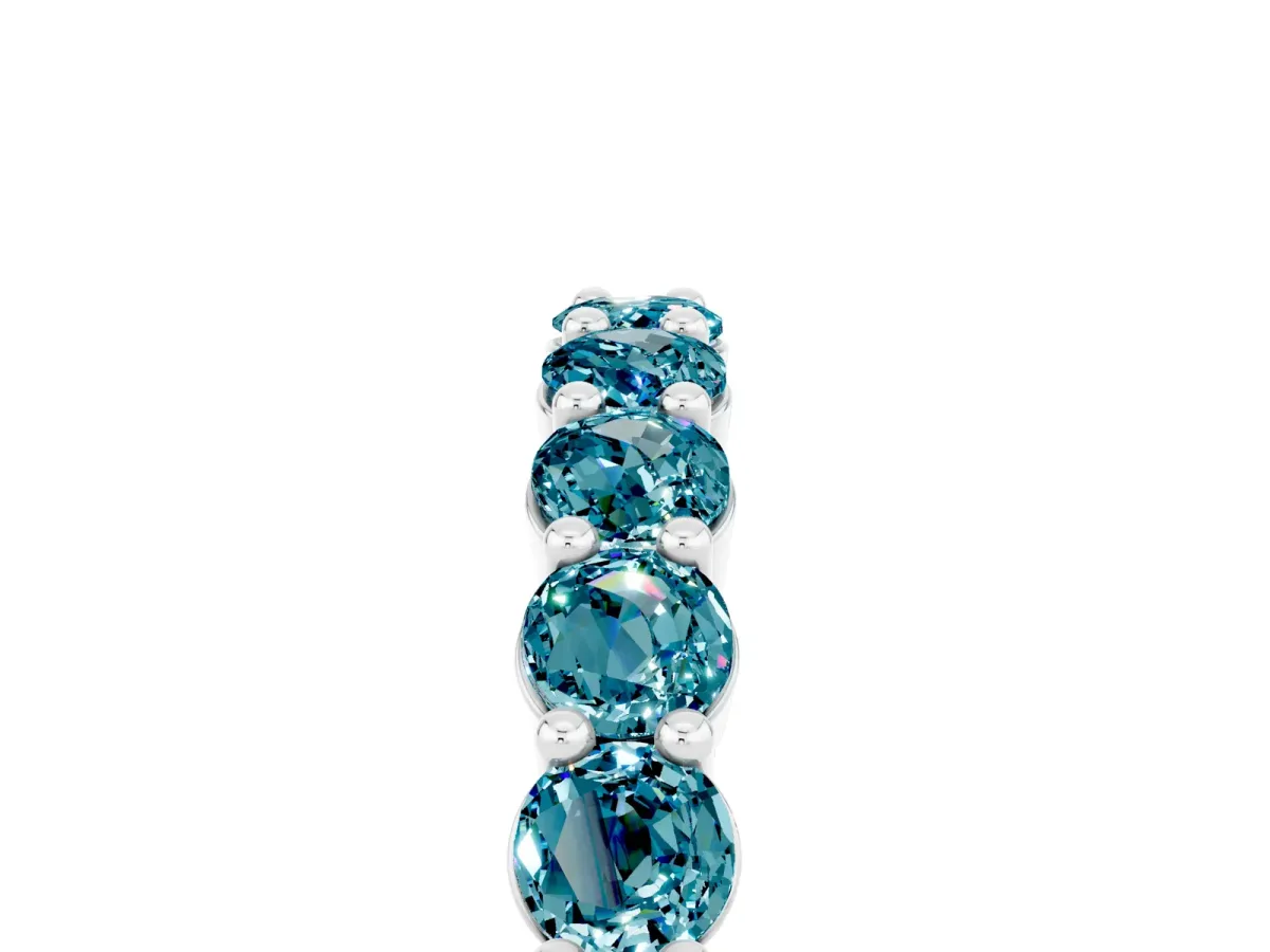Round Blue Topaz Half Eternity Band with Prong Setting White gold