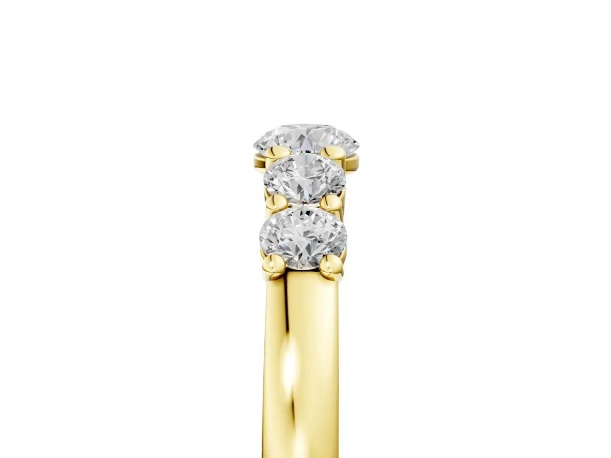 Five-Stone Round Diamond Prong Set Half Eternity Band Yellow gold