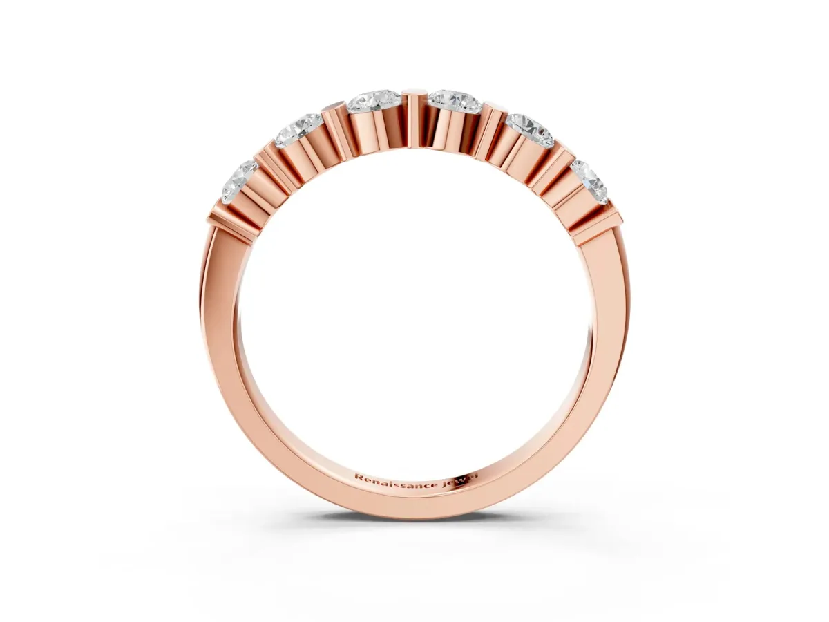 Channel Set Round Diamond Half Eternity Band Rose gold