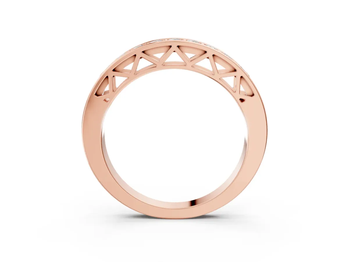 Channel-Set Round Diamond Eternity Band with Shared Prong Setting Rose gold