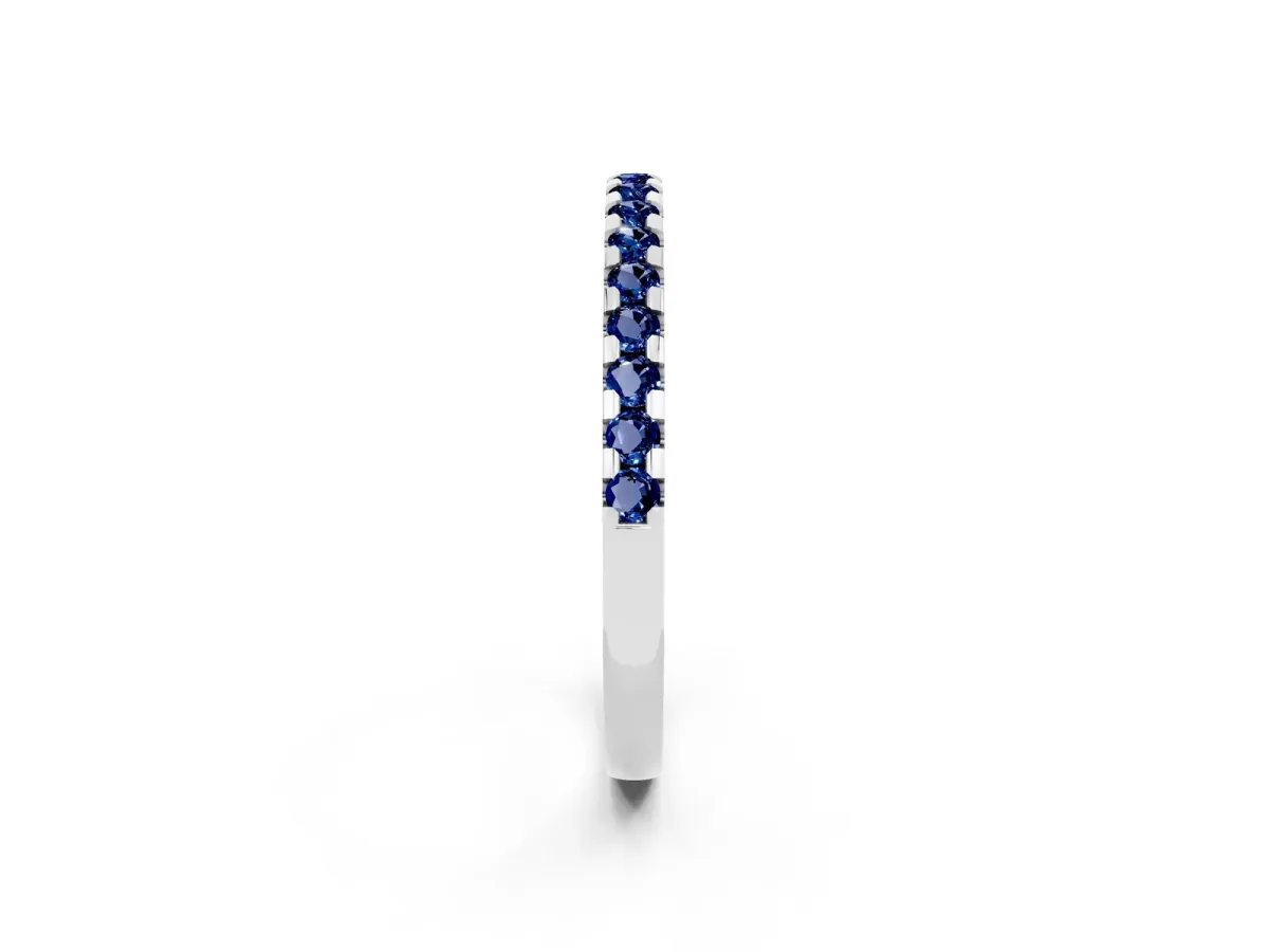 Round Blue Sapphire Pavé Set Eternity Band with Micro Prong Setting Platinum