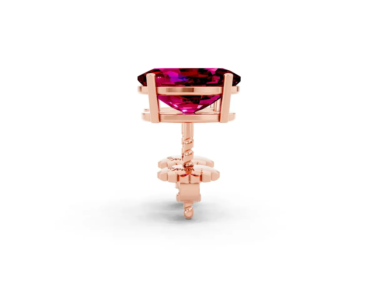Oval Cut Garnet Stud Earrings Rose gold