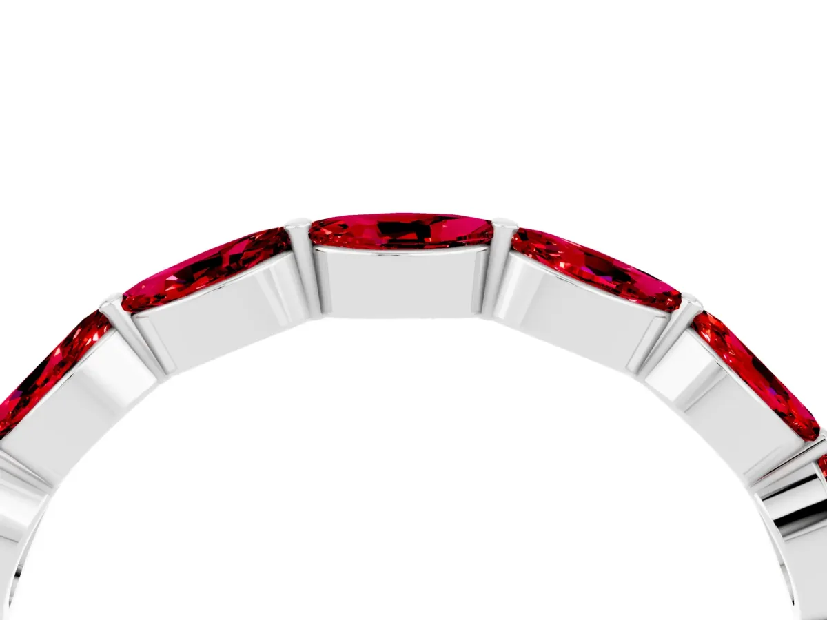 Marquise Ruby Half Eternity Band with Prong Setting Platinum
