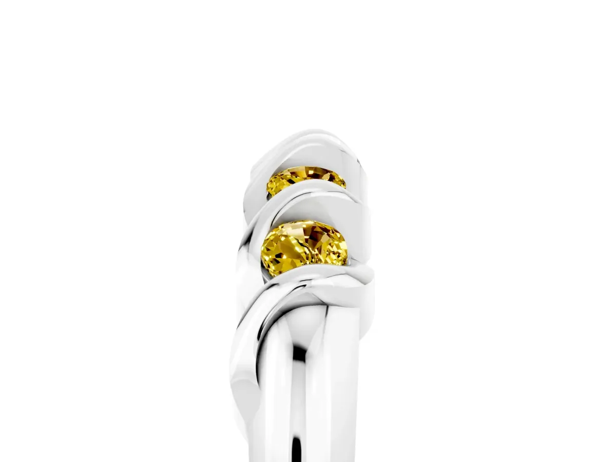 Round Yellow Sapphire Eternity Band with Twist Prong Setting Silver