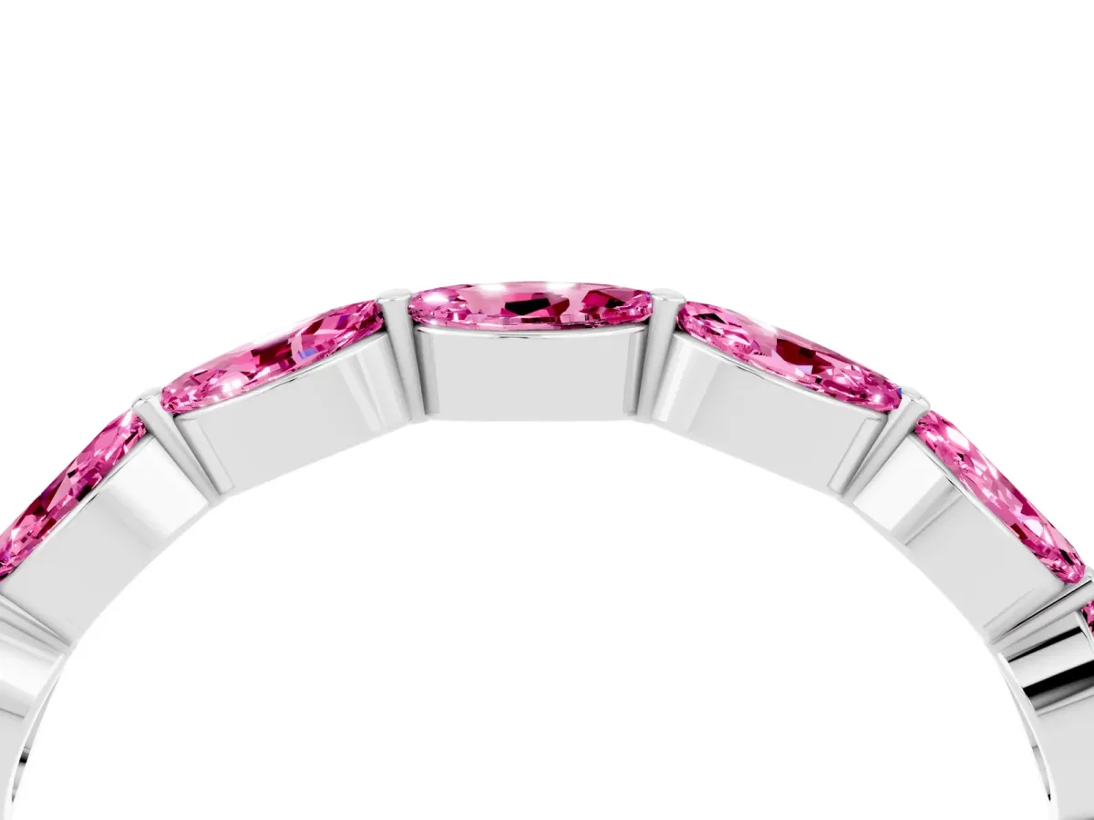 Marquise Pink Sapphire Half Eternity Band with Prong Setting Platinum