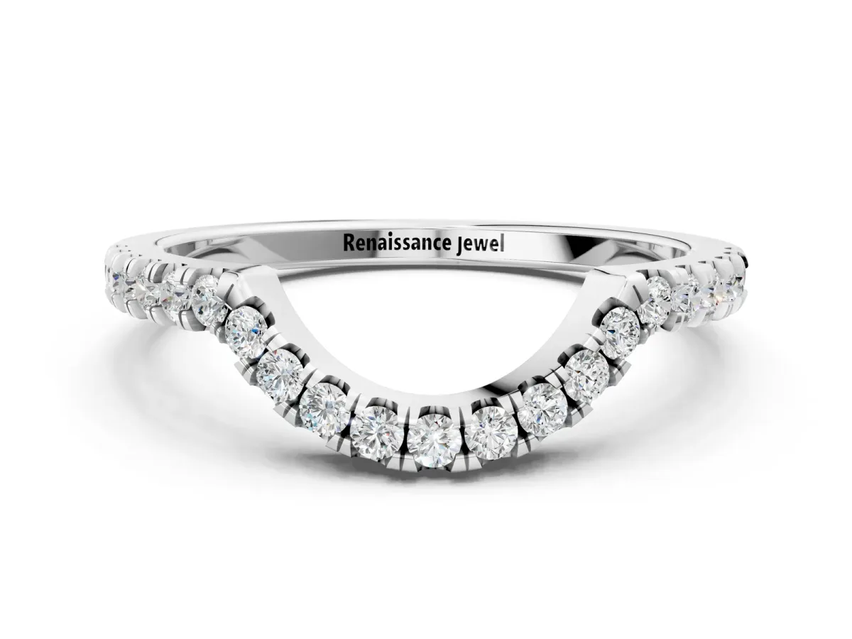 Round Diamond Wavy Eternity Band with Prong Setting Silver