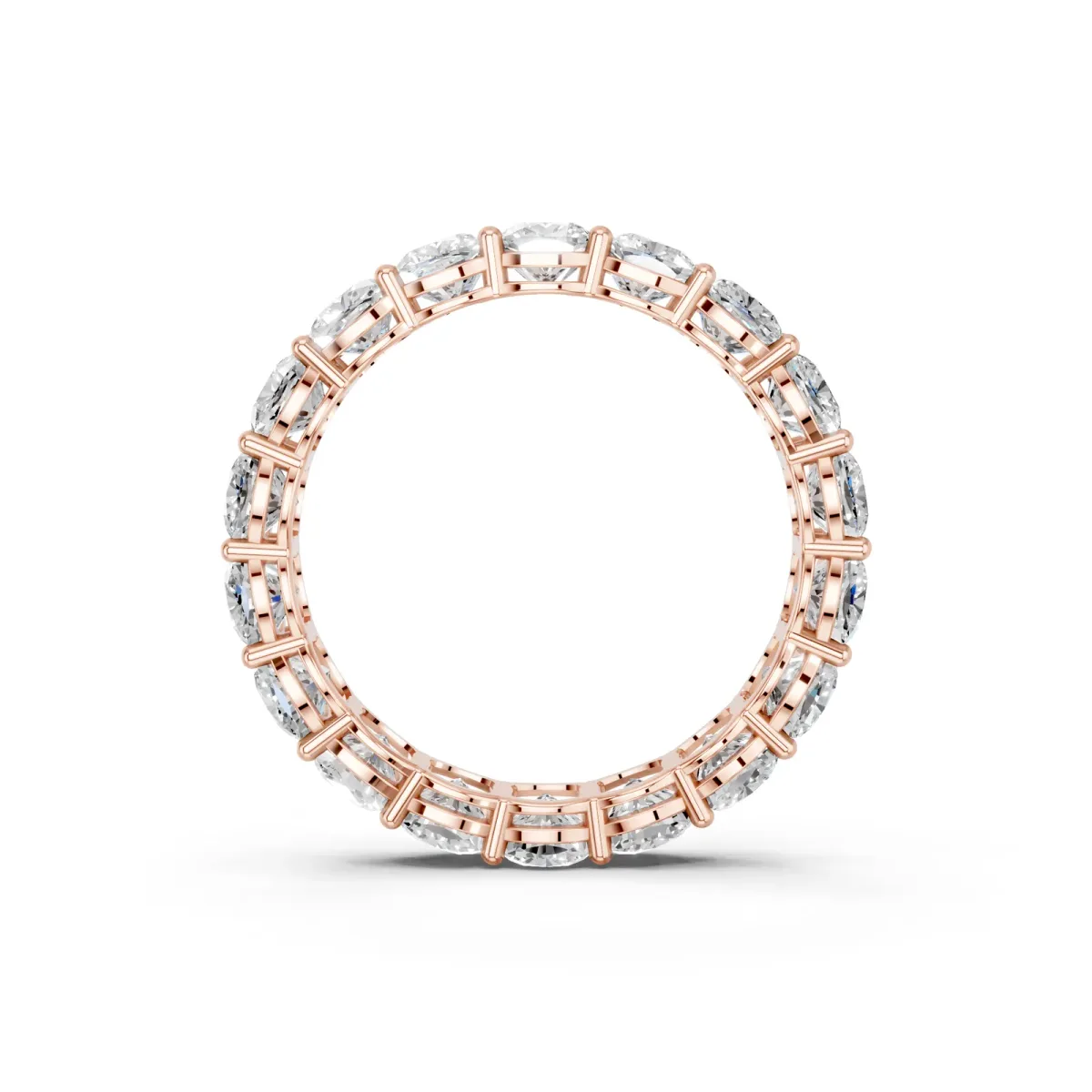 Cushion Cut Eternity Band with Shared Prong Setting Rose gold