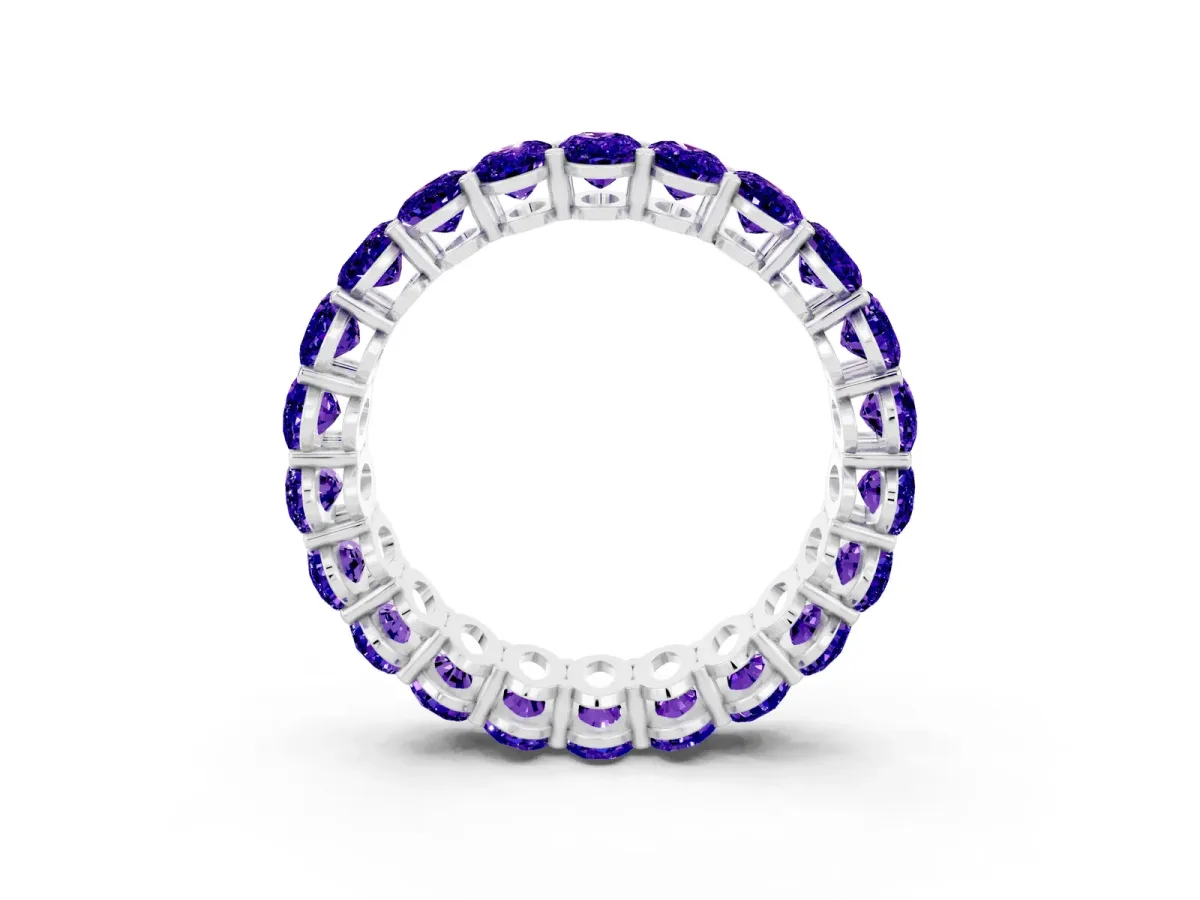 Oval Cut Tanzanite Eternity Band with Shared Prong Setting Silver